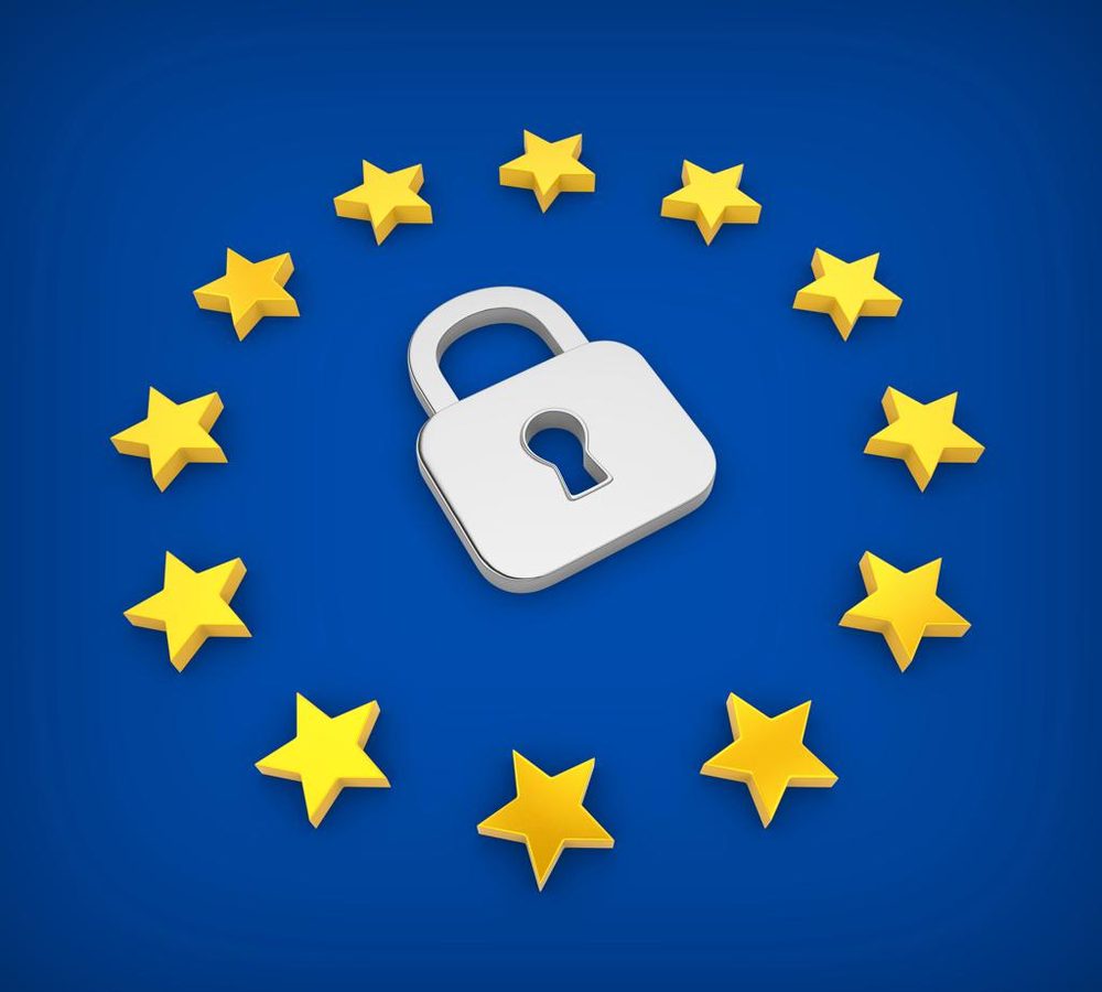 EU stars surrounding a padlock, representing data protection across the European Union
